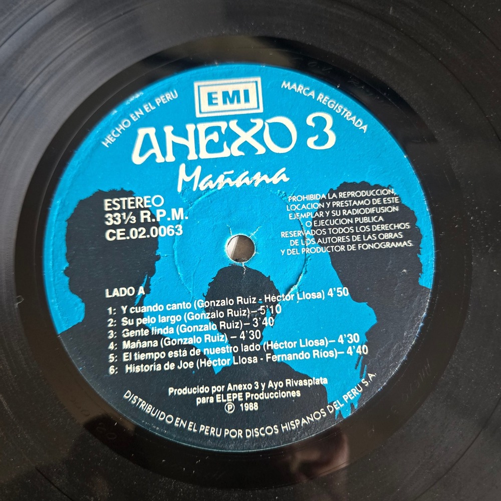 Anexo 3 Mañana 1988 Vinyl LP EMI Peru Rock Pop Gatefold - Picture 3 of 8